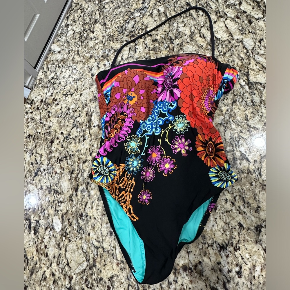 Trina Turk Electric Reef one piece Bandeau swimsuit Size 6